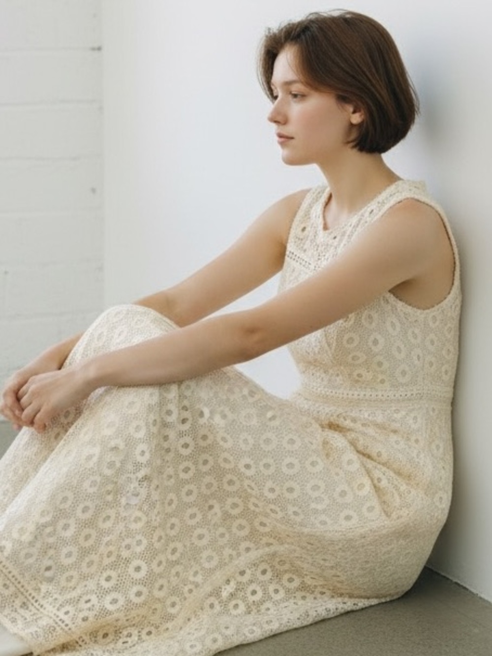 Spotlight by Warehouse Crochet Type Lacey Maxi Dress VGUC Sz. UK 8 (US 4)